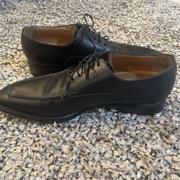 Santoni Men’s Black Leather Dress Shoes Lace Up Size 9.5 D ITALY Style 24155001 main image 9